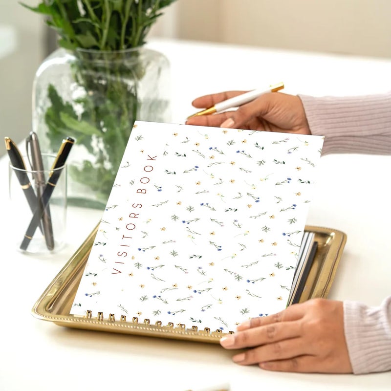 CHAARPAI Visitor Book – 8 x 12 Inches | Small Flower Pattern Wire Bound Guest Register for Hotels, Offices, Exhibitions & Business Use | Medium Size Visitor Log Book for Reception & Front Desk - Image 2