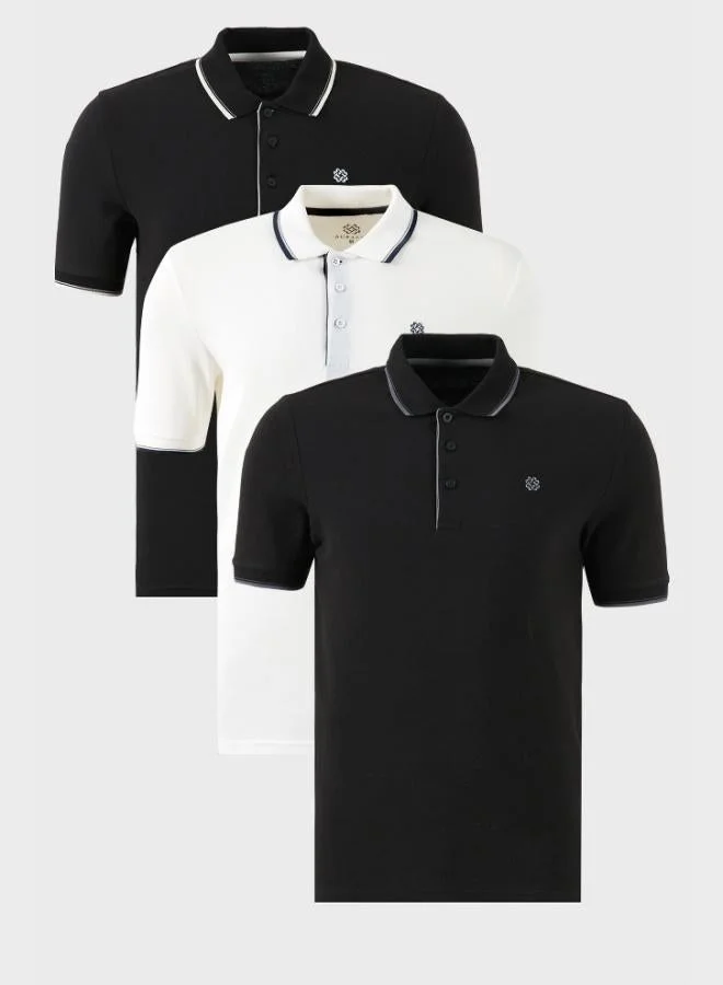 Buratti  Buratti Cotton Slim Fit Stripe Detailed Buttoned Polo Collar 3-Pack T Shirt Men's T SHIRT 5902118S3 for Men | Best Price UAE