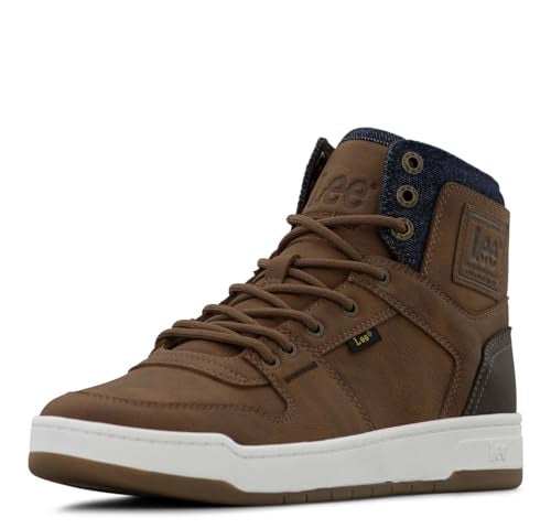Lee Daybreaker Hi Sneaker for Men Comfortable Denim Mens Shoe Everyday Men Footwear British TanChocolate 9 - Image 1