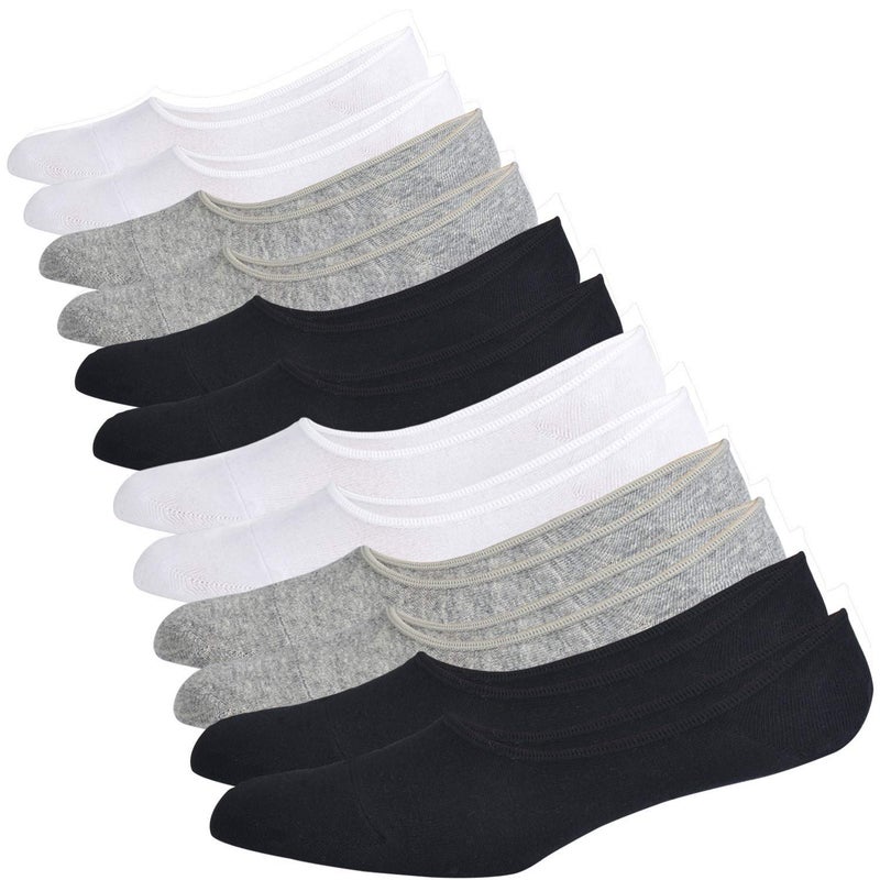 JORMATT 6 Pairs Mens Truly No Show Socks with Non Slip Grips Women Loafers Sneaker Boat Low Cut Shoes Cotton Socks,Men Shoes size 6-10 - Image 2