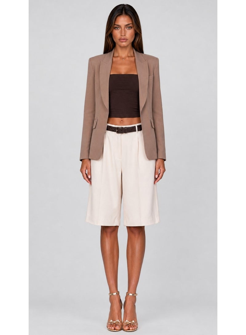 KYVELi Elegant Edge Blazer-Beige - Image 3