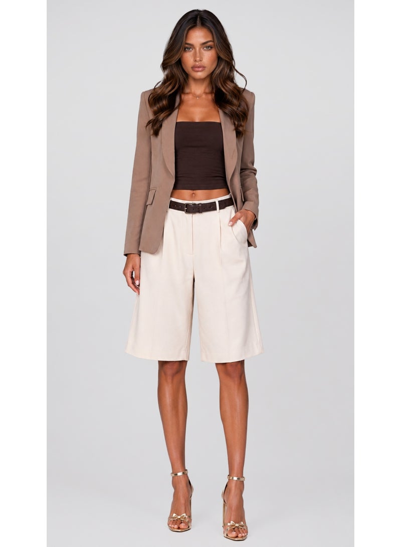 KYVELi Elegant Edge Blazer-Beige - Image 2