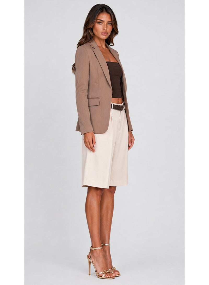 KYVELi Elegant Edge Blazer-Beige - Image 4
