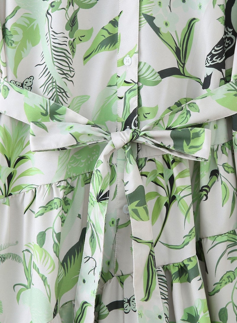 Shougu New Fashionable Casual Shirt Style Short Sleeved Printed Dress  - Image 3