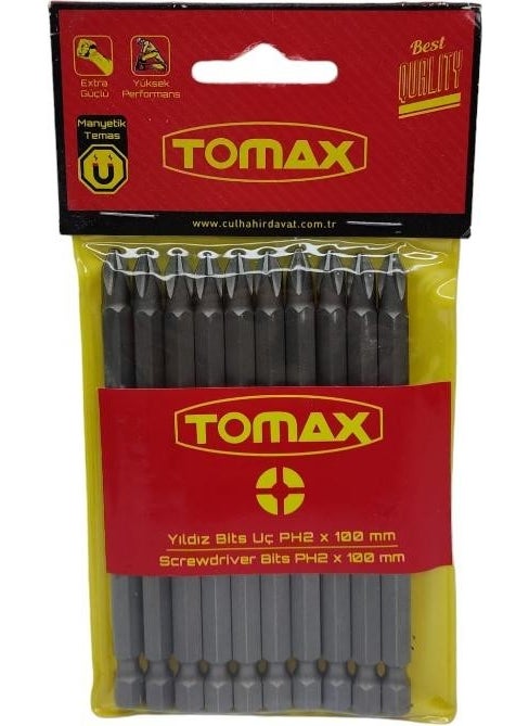 TOMAX Phillips Bit Ph2x100 mm (10 Pieces)  - Image 1