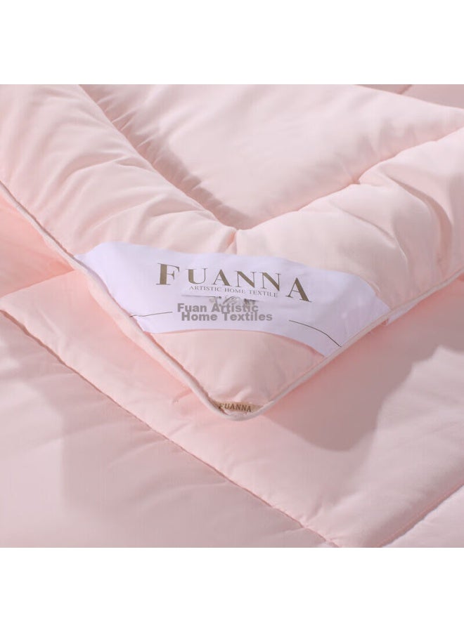فوانا (ماركة) Fuanna Soft Warm Fiber Comforter، لحاف جميع الفصول، لحاف الربيع والخريف، لحاف مكيف الهواء بحجم King، 5.4 Jin، 230*229cm، وردي - Image 1
