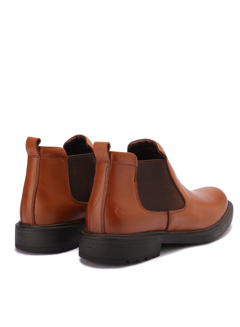 هاف بوت رجالي مميز مصنوع من الجلد الطبيعي أنيق ونعل رابر مقاوم للإنزلاق - Image 3