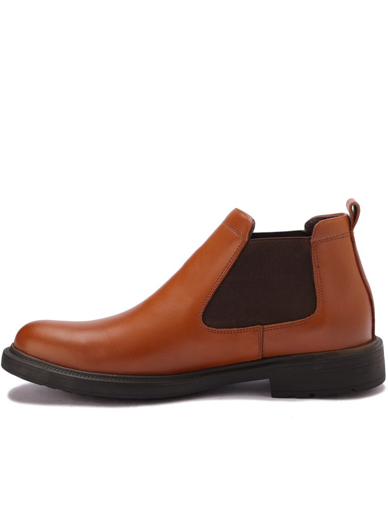 هاف بوت رجالي مميز مصنوع من الجلد الطبيعي أنيق ونعل رابر مقاوم للإنزلاق - Image 5