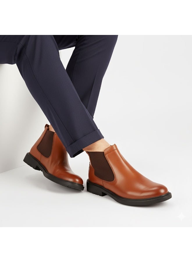 هاف بوت رجالي مميز مصنوع من الجلد الطبيعي أنيق ونعل رابر مقاوم للإنزلاق - Image 1