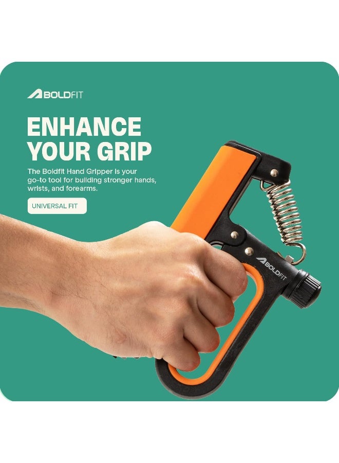 BOLDFIT Heavy Hand Gripper 120 Kg Adjustable Professional Hand Grip Strengthener With Counter Plastic Hand Grip Exerciser For Gym For Men & Women Hand Exercise Equipment Power Gripper - BlackOrange - Image 2