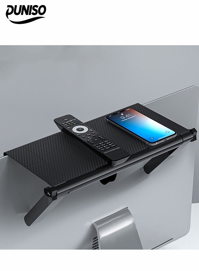DUNISO TV Top Shelf，Adjustable TV Screen Top Storage Stand，Screen Top Shelf，for Storing Set-top Boxes, Remote Controls, etc，36*16cm，Black - Image 1