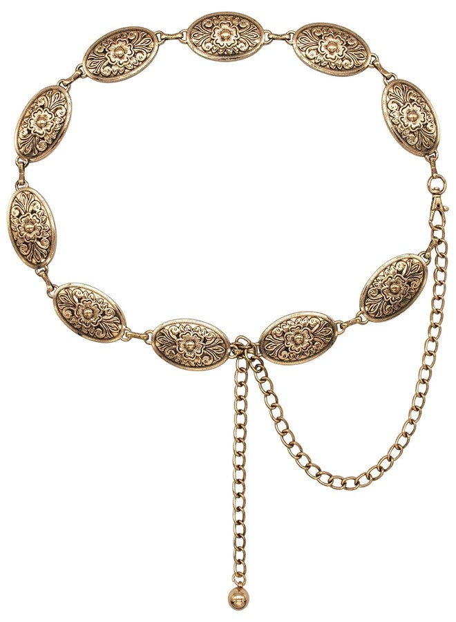 TOPACC Metal Chain Belt for Women Waist chains for Dresses Jeans Western Cowgirl, Bronze-64, Length 49" (32"+extended chain 17") - Image 1