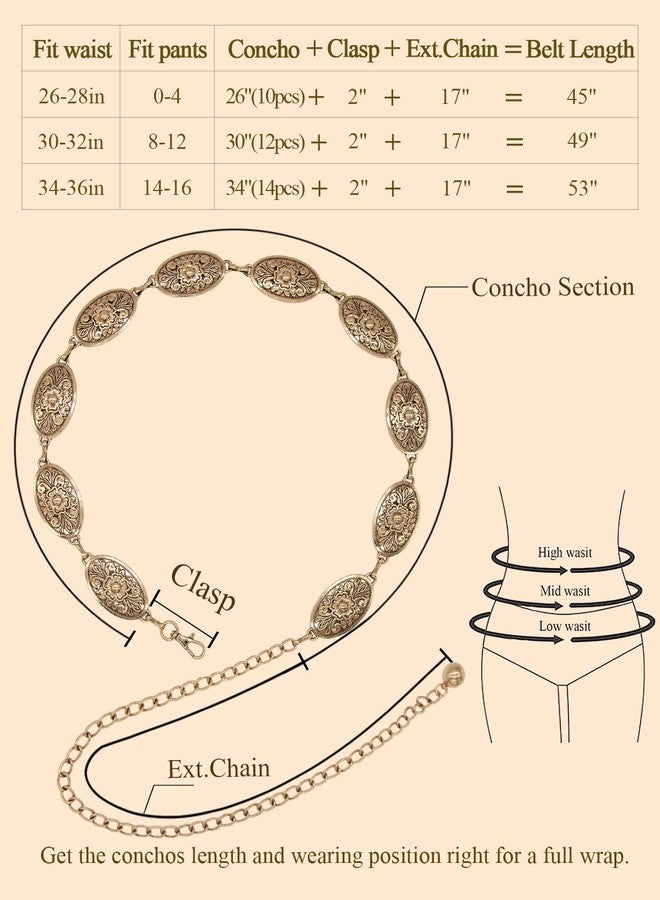 TOPACC Metal Chain Belt for Women Waist chains for Dresses Jeans Western Cowgirl, Bronze-64, Length 49" (32"+extended chain 17") - Image 4