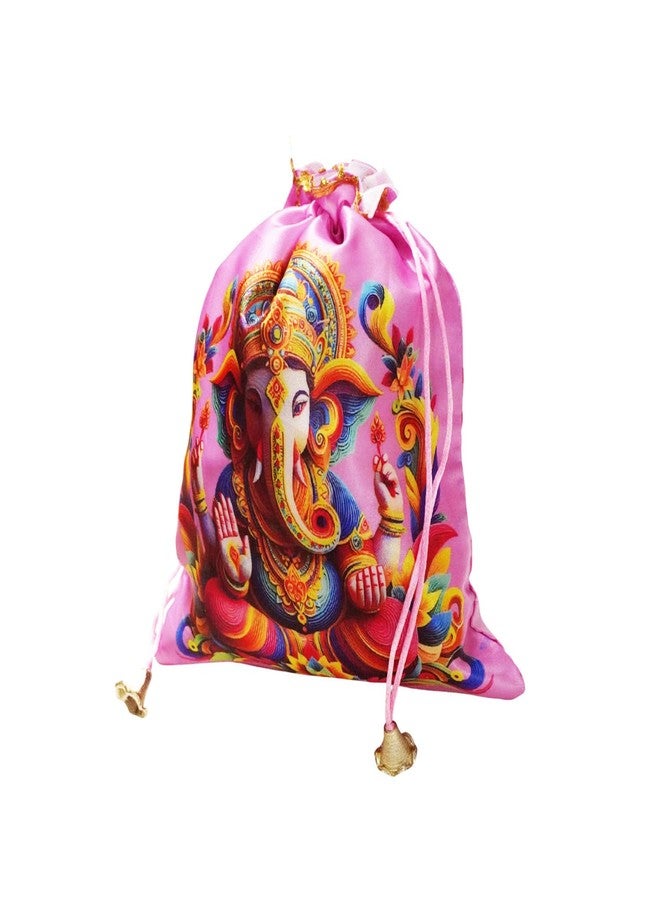 RED WIND (20 x 25 cm Potli Bags with Drawstring Closure|Pack of 20 | Lord Ganesh Design | Fabric Gift Pouches for Pooja, Weddings, Return Gifts, Jewellery, Functions & Festivals - Image 3