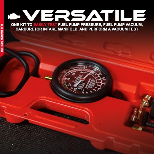 ABN Car Vacuum and Fuel Pump Tester Gauge Kit – Fuel Pump Pressure & Vacuum, Carburetor Intake Manifold, & Vacuum Test - Image 3