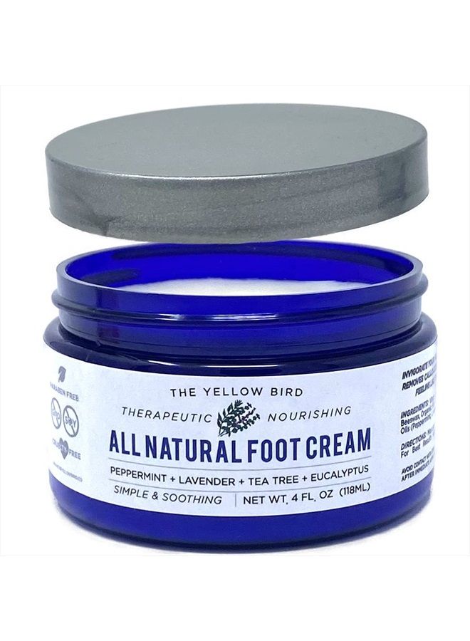 The Yellow Bird Yellow Bird Natural Foot Cream - For Dry and Cracked Feet Repair. Organic Athlete's Foot Balm. Salve Moisturizer for Heel Care & Callus Treatment with Tea Tree Oil & Peppermint Essential Oils - Image 1