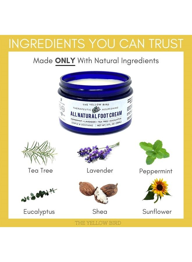 The Yellow Bird Yellow Bird Natural Foot Cream - For Dry and Cracked Feet Repair. Organic Athlete's Foot Balm. Salve Moisturizer for Heel Care & Callus Treatment with Tea Tree Oil & Peppermint Essential Oils - Image 5