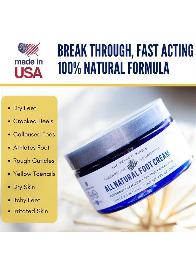The Yellow Bird Yellow Bird Natural Foot Cream - For Dry and Cracked Feet Repair. Organic Athlete's Foot Balm. Salve Moisturizer for Heel Care & Callus Treatment with Tea Tree Oil & Peppermint Essential Oils - Image 3