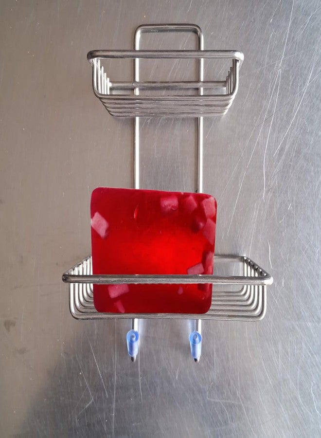 Kitchsy 2 Layer Stand with 2 Hook,Wall Mounting Double Layer Soap Dish Holder& Dispenser,Glycerin Soap-2 - Image 2