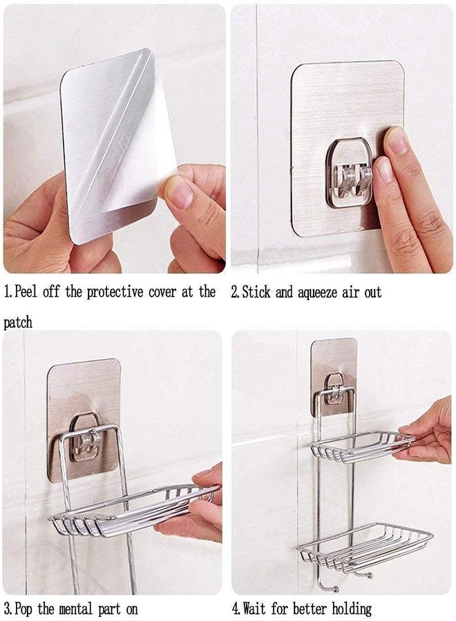 Kitchsy 2 Layer Stand with 2 Hook,Wall Mounting Double Layer Soap Dish Holder& Dispenser,Glycerin Soap-2 - Image 3
