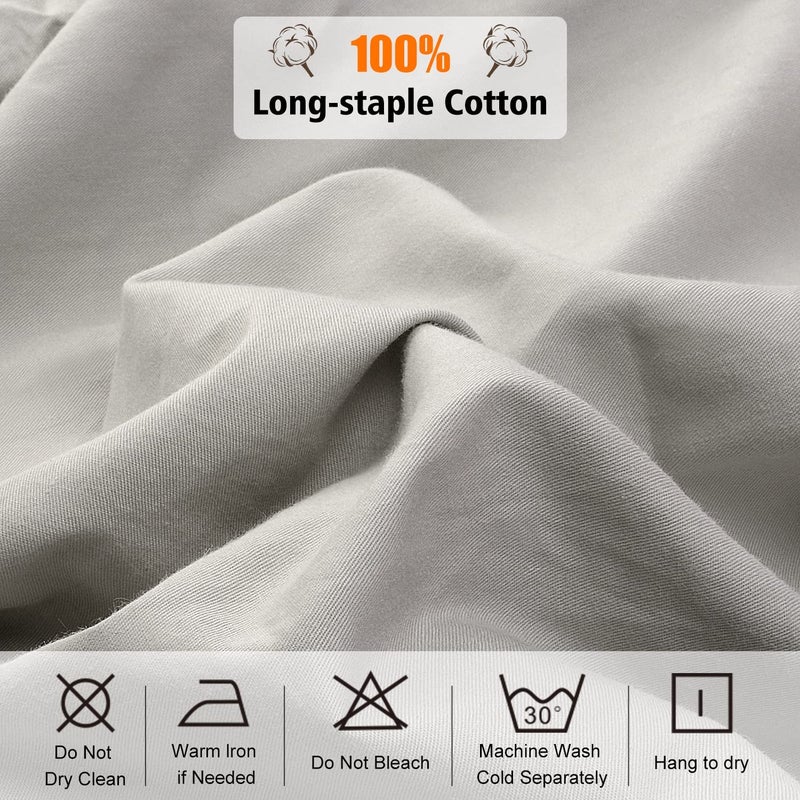 Lirex Fitted Sheet  Twin XL Size 100% Egyptian Cotton 300 Thread Count Soft Breathable Fitted Sheet  100x190cm  Grey - Image 3