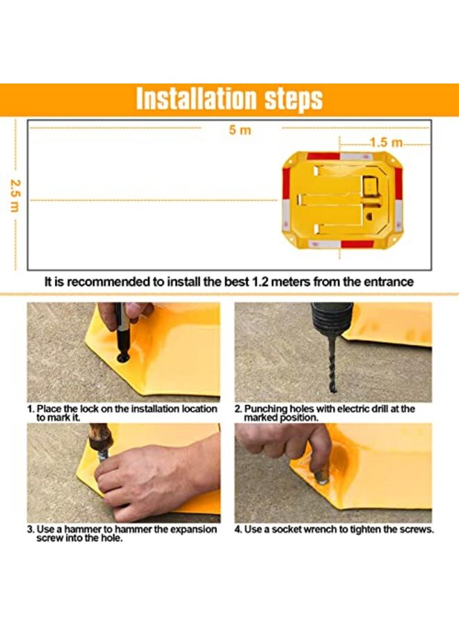 حاجز وقوف سيارات برتقالي قابل للطي، مزود بقفل أسطواني، وتصميم قفل مزدوج لمزيد من الحماية - Image 3