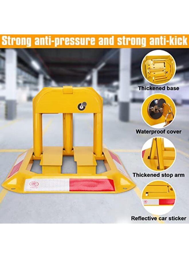 حاجز وقوف سيارات برتقالي قابل للطي، مزود بقفل أسطواني، وتصميم قفل مزدوج لمزيد من الحماية - Image 5