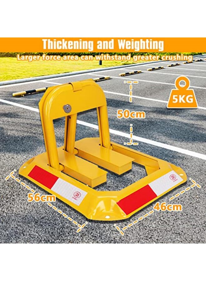 حاجز وقوف سيارات برتقالي قابل للطي، مزود بقفل أسطواني، وتصميم قفل مزدوج لمزيد من الحماية - Image 2