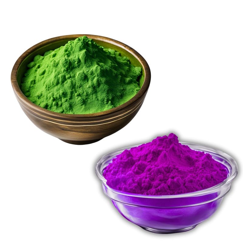 Ikka Organic and Herbal Gulal GreenPink 500gm Each Soft Skin Friendly100 Natural and NonToxicEcoFriendlyAbir Gulal Handmade Holi Gift Pack for Family Party - Image 1