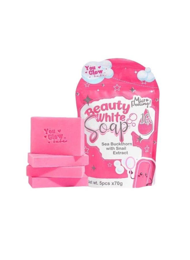 You Glow Babe You Glow Babe Pink Whitening Soap – 5 Bars with Snail Mucin & Sea Buckthorn – Brightening & Moisturizing Body Soap for Glowing Skin  - Image 1
