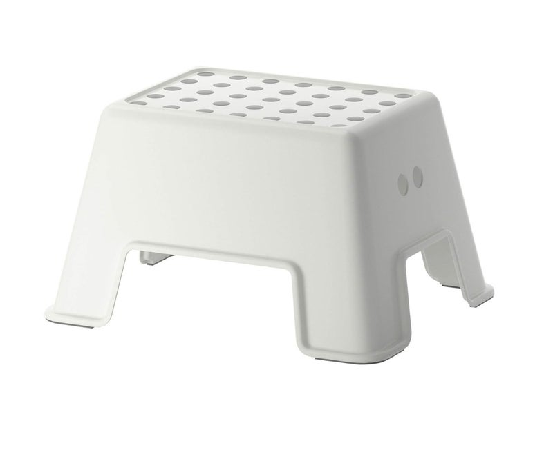 Step Stool for Kids and Adults, Sturdy Stool for Bathroom, Kitchen, Bedroom, and Closet with a Non-slip Surface and Base, Lightweight and Easy to Clean, White - Image 1