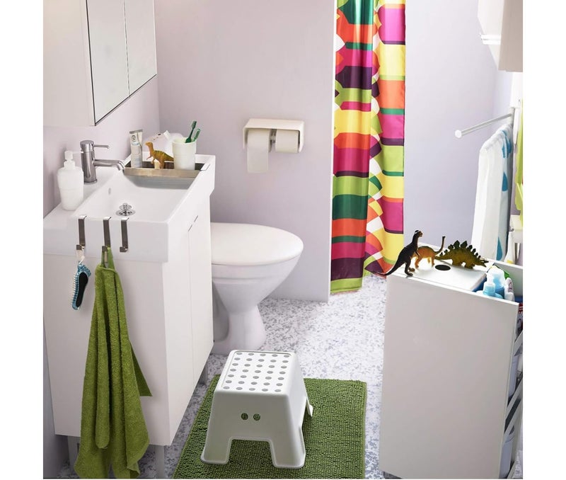 Step Stool for Kids and Adults, Sturdy Stool for Bathroom, Kitchen, Bedroom, and Closet with a Non-slip Surface and Base, Lightweight and Easy to Clean, White - Image 2