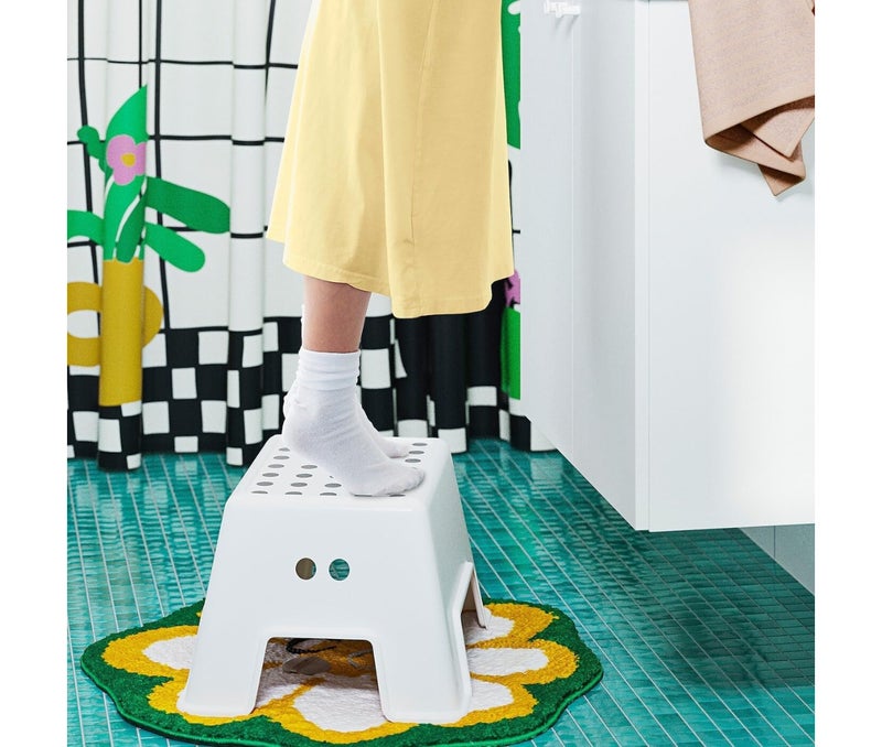 Step Stool for Kids and Adults, Sturdy Stool for Bathroom, Kitchen, Bedroom, and Closet with a Non-slip Surface and Base, Lightweight and Easy to Clean, White - Image 3