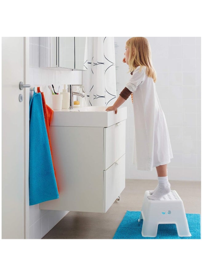 Step Stool for Kids and Adults, Sturdy Stool for Bathroom, Kitchen, Bedroom, and Closet with a Non-slip Surface and Base, Lightweight and Easy to Clean, White - Image 4