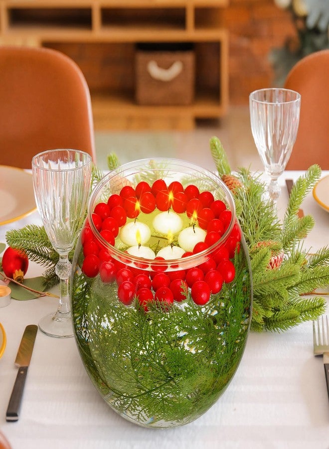 Vesici 96 Pcs Christmas Vase Filler Set Christmas Table Decoration with Vase - Plastic Clear Decorative Bowl, Artificial Red Berries Beads, Faux Pine Needles, Floating Candles for DIY Crafts Supplies - Image 4