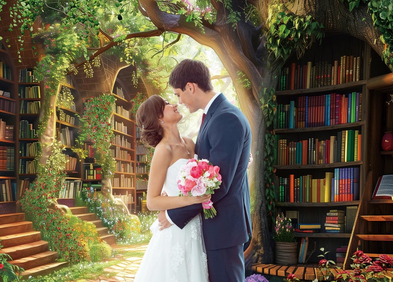 Riyidecor Fairy Library Backdrop Polyester Fabric Enchanted Woodland Bookshelf Green Garden Book Tree Floral Plant Kid 7Wx5H Feet Photography Background Birthday Baby Shower Photo Studio Shoot - Image 3