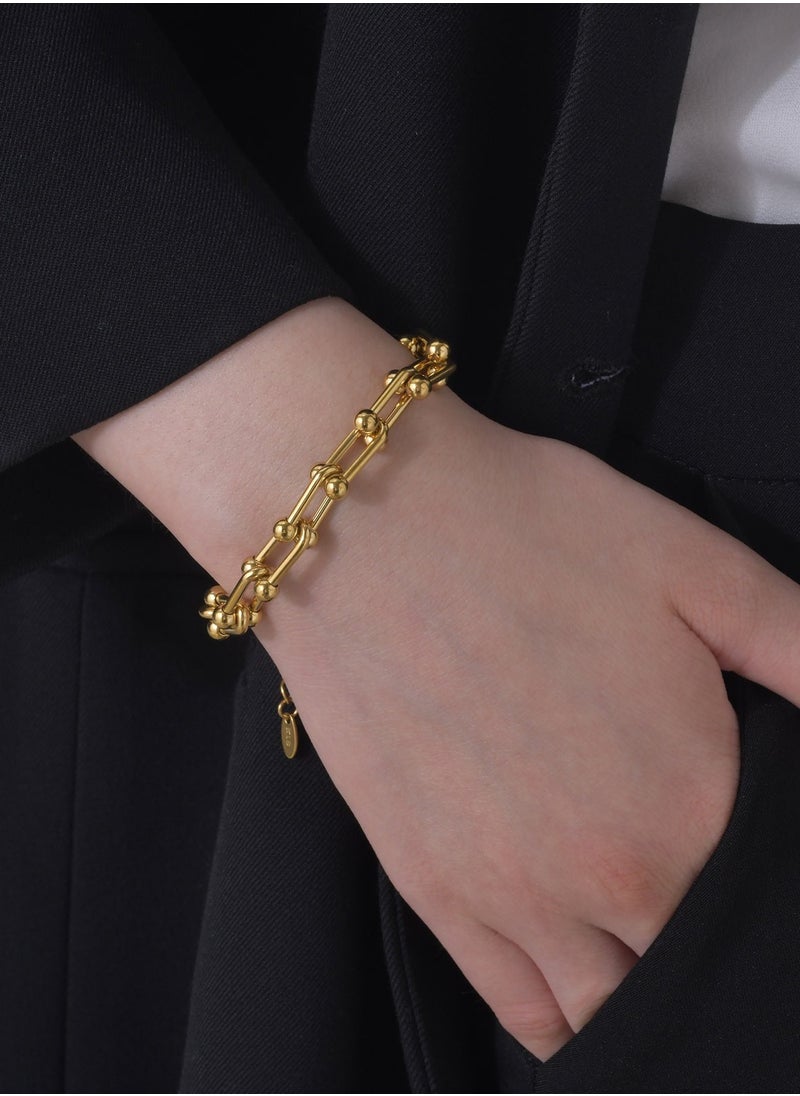 SYNSYB - SYNSYB Luxurious 14K Gold Plated Paperclip Chain Jewelry Set for Women - Includes Adjustable Necklace, Bracelet, and Dangle Earrings - Chunky Link Accessory Collection - Image 1