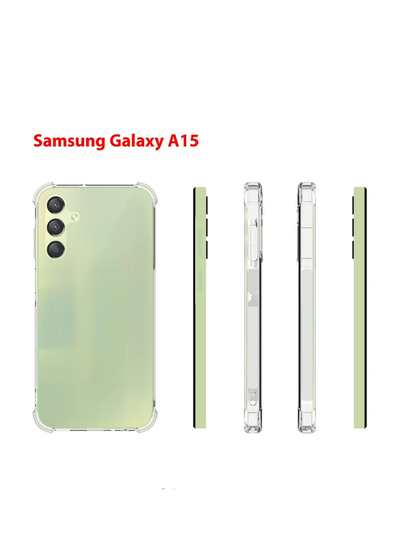 جيدي حافظة سامسونج جالاكسي A15، حافظة سامسونج جالاكسي A15 5G/4G، غطاء حماية من المطاط المرن المرن من مادة TPU لامتصاص الصدمات من السيليكون الناعم المطاطي يناسب سامسونج جالاكسي A15 (شفاف) - Image 5