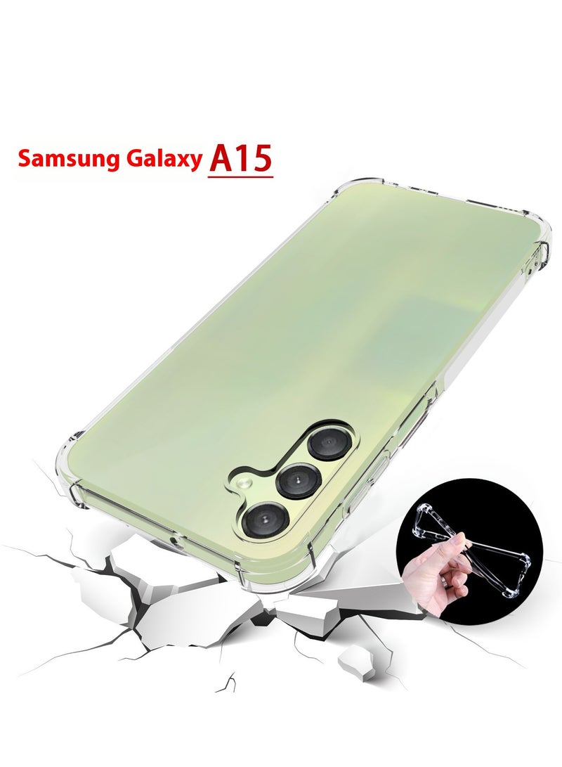جيدي حافظة سامسونج جالاكسي A15، حافظة سامسونج جالاكسي A15 5G/4G، غطاء حماية من المطاط المرن المرن من مادة TPU لامتصاص الصدمات من السيليكون الناعم المطاطي يناسب سامسونج جالاكسي A15 (شفاف) - Image 3
