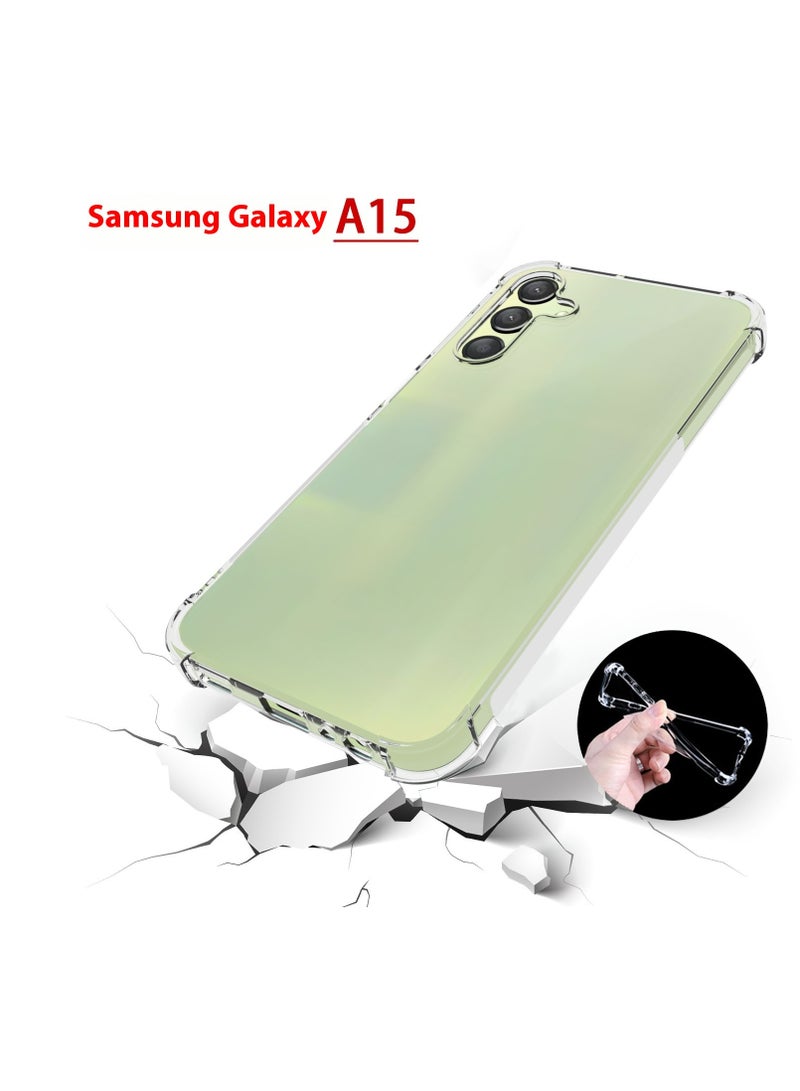 جيدي حافظة سامسونج جالاكسي A15، حافظة سامسونج جالاكسي A15 5G/4G، غطاء حماية من المطاط المرن المرن من مادة TPU لامتصاص الصدمات من السيليكون الناعم المطاطي يناسب سامسونج جالاكسي A15 (شفاف) - Image 2