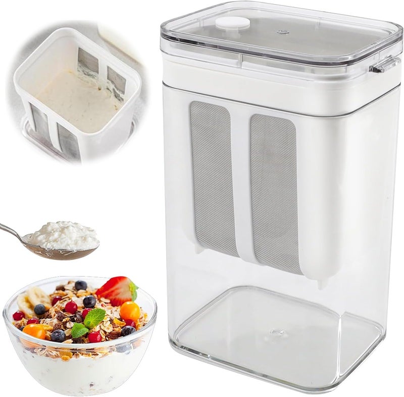 SIMXEN Greek Yogurt & Curd Maker - 1100ml Fine Mesh Strainer with Lid | Multifunctional Yogurt Filter | Curd Maker for Home | Perfect for Homemade Yogurt, Curd, Cheese Maker (Pack of 1) - Image 1