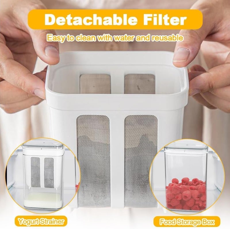 SIMXEN Greek Yogurt & Curd Maker - 1100ml Fine Mesh Strainer with Lid | Multifunctional Yogurt Filter | Curd Maker for Home | Perfect for Homemade Yogurt, Curd, Cheese Maker (Pack of 1) - Image 5