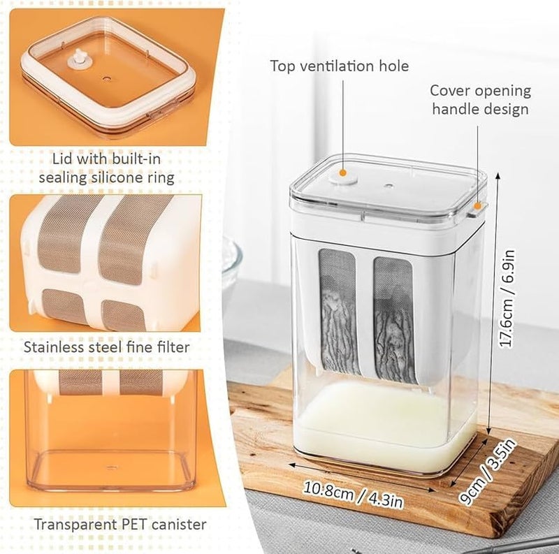 SIMXEN Greek Yogurt & Curd Maker - 1100ml Fine Mesh Strainer with Lid | Multifunctional Yogurt Filter | Curd Maker for Home | Perfect for Homemade Yogurt, Curd, Cheese Maker (Pack of 1) - Image 2