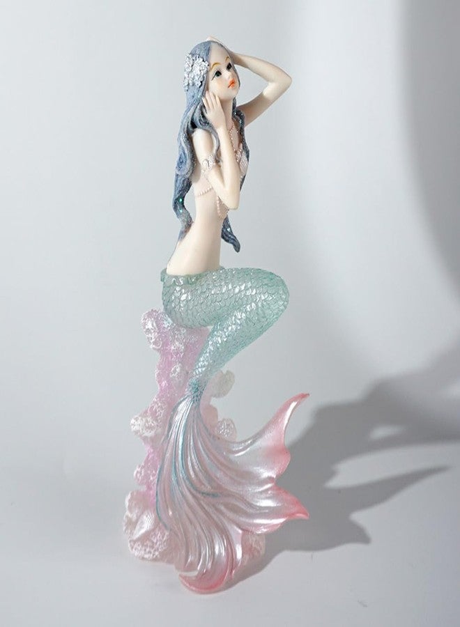 Rayberro Crystal Mermaid Figurines 7.28" Clear Resin Mermaid Sculpture Mediterranean Princess Ornaments Home Office Desktop Bookshelf Mermaid Collectible Figurines Crafts Fish Tank Aquarium Decoration - Image 1