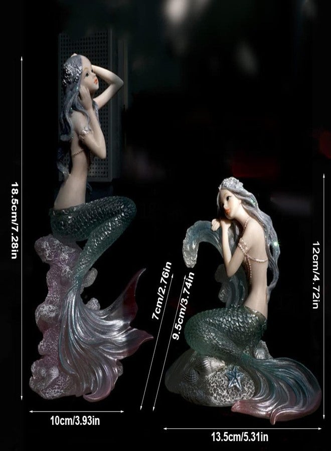 Rayberro Crystal Mermaid Figurines 7.28" Clear Resin Mermaid Sculpture Mediterranean Princess Ornaments Home Office Desktop Bookshelf Mermaid Collectible Figurines Crafts Fish Tank Aquarium Decoration - Image 4