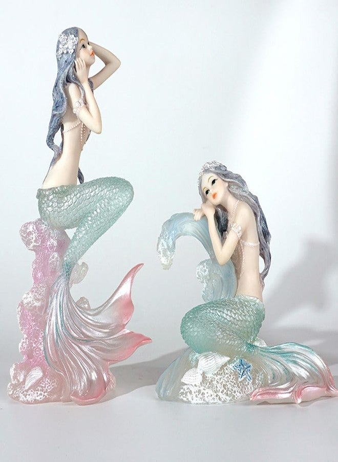 Rayberro Crystal Mermaid Figurines 7.28" Clear Resin Mermaid Sculpture Mediterranean Princess Ornaments Home Office Desktop Bookshelf Mermaid Collectible Figurines Crafts Fish Tank Aquarium Decoration - Image 5