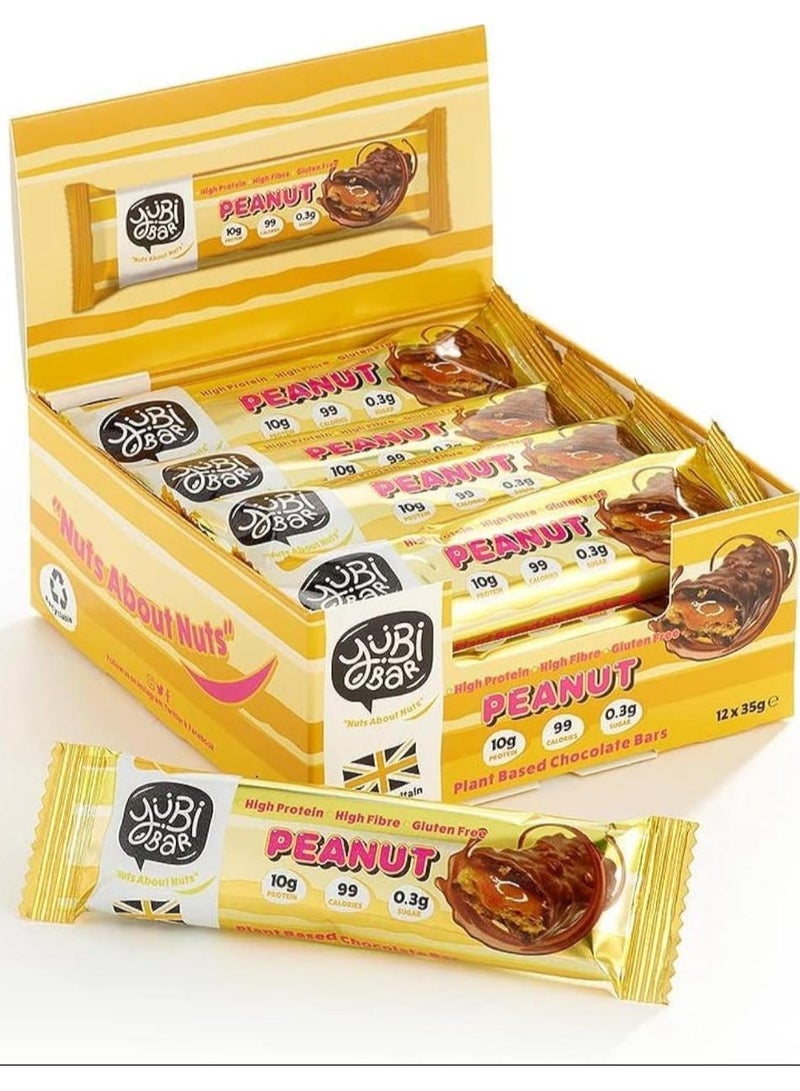 YuBi Bar YUBI VEGAN Protein Bars Peanut - 99 Calories High in Protein and Fiber Low in Sugar, Gluten and Dairy Free. Pack of 12 - Image 1