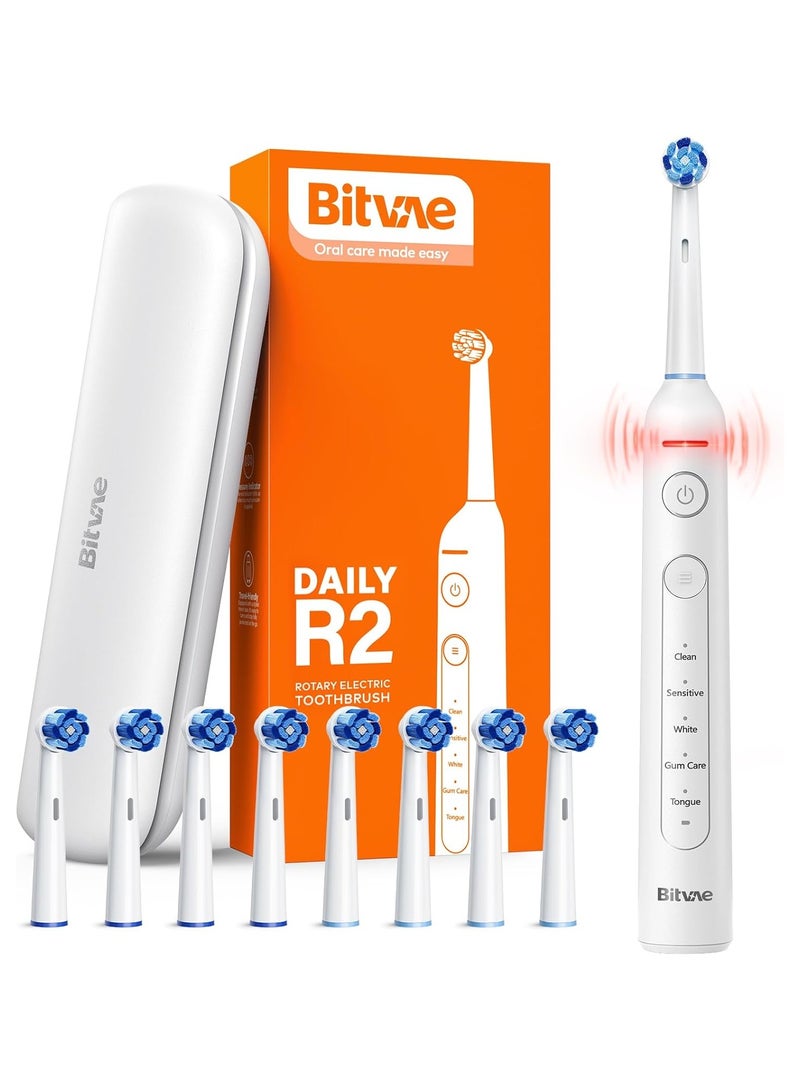 Bitvae BVR2 Toothbrush 8 heads +1 travel case White color white - Image 1