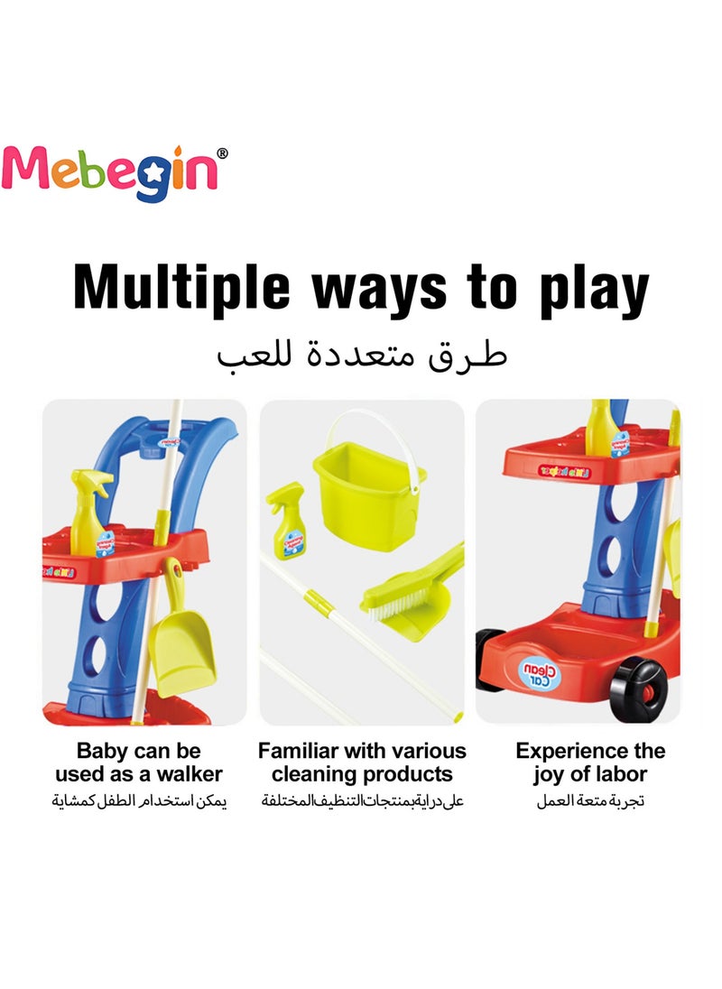 ميبيجين - طقم تنظيف للأطفال مكون من 8 قطع، أدوات تنظيف محاكاة، عربة تنظيف منزلية قابلة للفصل مع مكنسة ومقلاة غبار وزجاجة رذاذ، أدوات تنظيف منزلية مبتكرة، هدية مثالية للأطفال من سن 3 سنوات فأكثر - Image 1
