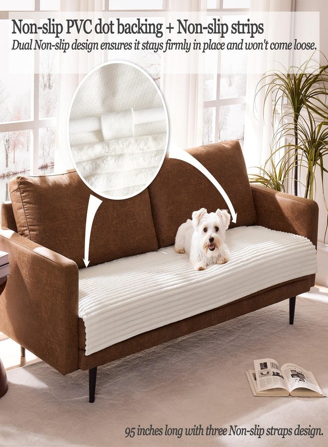Meider Dual Non-Slip Couch Cover for Dogs Waterproof, Fuzzy Soft Pet Couch Covers for Sofa 3 Cushion, Pet Friendly Soft Dog Bed Covers Sofa Cover Washable (White, 33" x 75" 1 Pack) - Image 2